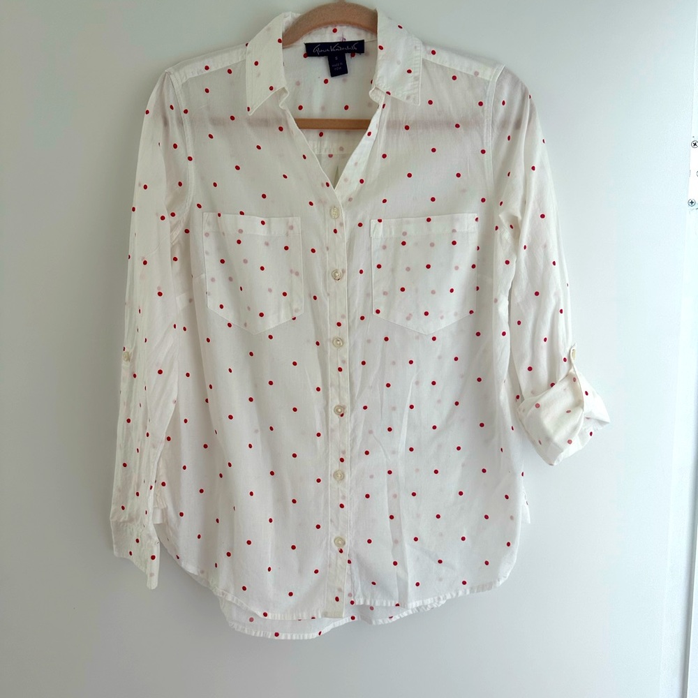 Polka dot women’s button down shirt
